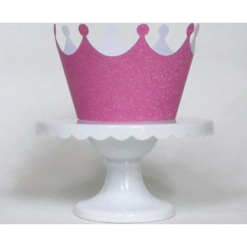 Crown Glitter fushia Cupcake Wrappers wedding holders princess New Year Birthday, bridal baby Shower party decoration
