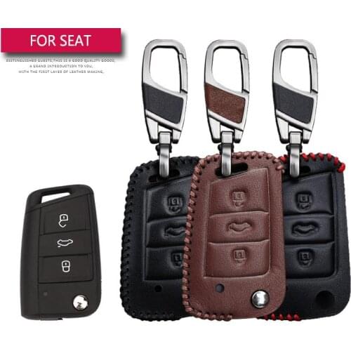 Leather Car Key Case Cover For Seat Leon ibiza accessories Cover alhambra cordoba Protection Key Shell Bag Only case