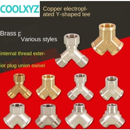 Copper 1/2IN Live Connection Three-way Faucet One Minute Two-way Herringbone Y Word Split Three-way 1/2 Plumbing Accessories