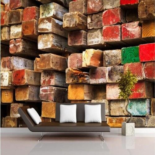 Milofi custom large wallpaper mural 3D creative color solid wood cross section background wallpaper mural