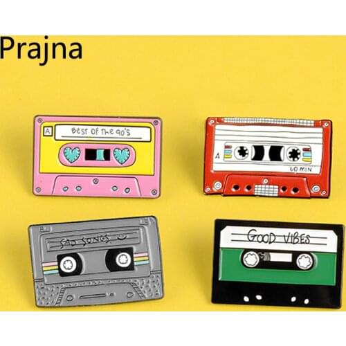 90s Music Tape Enamel Pin Vintage Nostalgic Best Song Brooches for Bag Clothes Lapel Pin Old-school Badges Jewelry Gift Friend