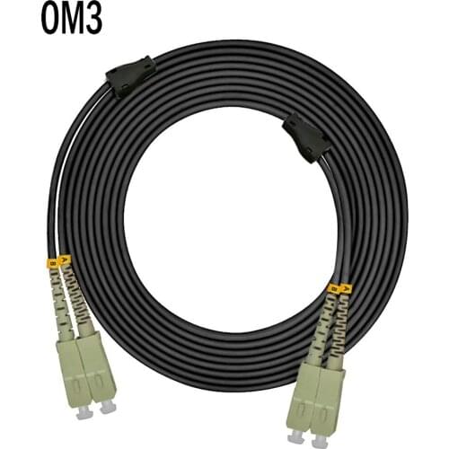 Outdoor Armored 10Meters SC-SC Duplex 10 Gigabit 50/125 Multimode Fiber Optical Cable OM3 Black 10GB SC to SC Patch Cord Jumper