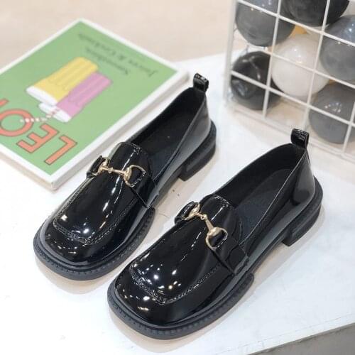 2021 Spring and Autumn New Fashion Womens All-Match Thick Bottom British Style Small Leather Shoes Ladies Casual Loafer Shoes