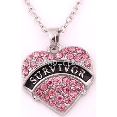 SURVIVOR Heart Pendant New Arrival fashion zinc studded with sparkling crystals Hearts chain necklace