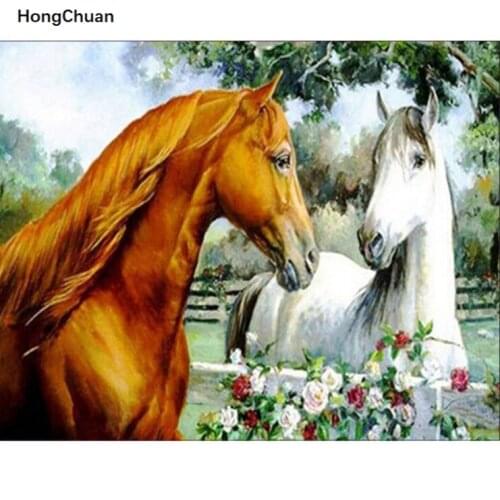 New Year 5D DIY Square/Round Diamond Painting Couple Horse Cross Stitch Mosaic Christmas Diamond Embroidery Home Decoration Gift
