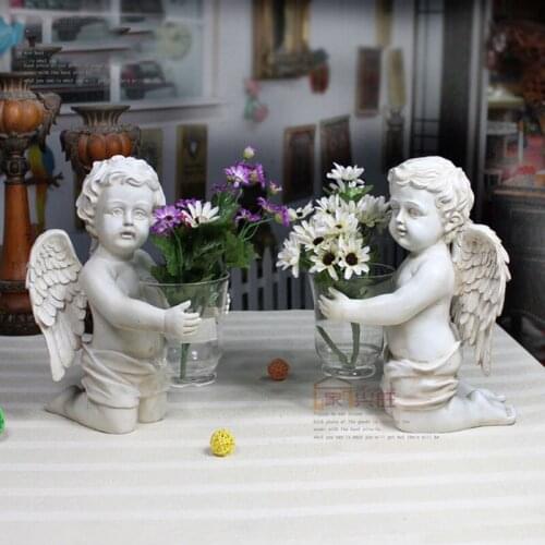 A pair of retro angels holding glass vases home living room shop garden balcony decoration wedding gifts