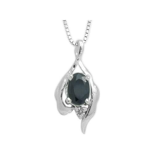 CoLife Jewelry Sapphire Necklace Pendant for Daily Wear 4*6mm Natural Black Sapphire Silver Pendant 925 Silver Sapphire Jewelry