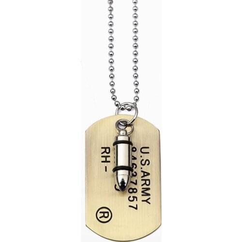Korean Style Simple Bullet Dog Tag Pendant Necklace Hiphop Hip Hop Ear Accessories Men And Women Couple Trend All-Matching