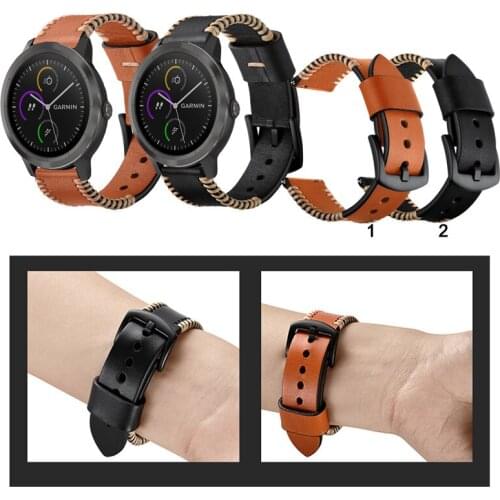 20mm 22mm Luxury Durable Leather Band Strap For Garmin Vivoactive 3 Music all model for Garmin Venu Sq Strap Watch Accessories