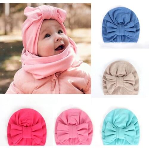 Wecute Baby Hat for Girls Bows Turban Hats Infant Photography Props Cotton Kids Beanie Baby Cap Accessories Children Hats