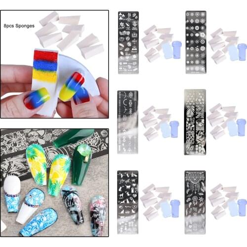 Nail Art stamp Plate Stamping Template Set Stamper Scraper Kit Nail Printer Nail Stencils Nail Art Tools Stamps Leaves Pattern