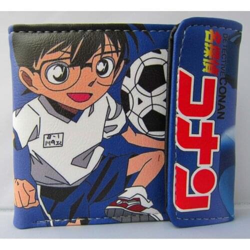 Japanese Anime Detective Conan Folding PU Short Wallet/Conan Case Closed Button Purse