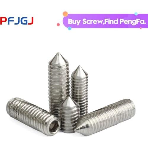Peng Fa 304 Stainless Steel Taper End Hexagonal Fixing Screw GB78 Meter DIN914 Top Screw M3M4M5M6M8