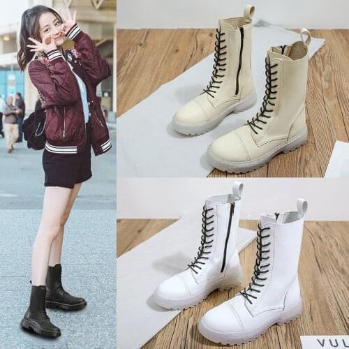 Street Shot Boots 2021 New Fall Korean Version Plus Velvet Retro British Thick Thin Black Boot Shoes Woman