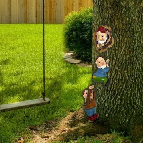 VDwarf Ornaments Resin Statues Garden Climbing Dwarf Doll Gnome Resin Tree Hanging Ornament Easter Outdoor Creative Crafts Home