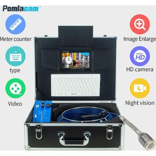 20M Sewer Waterproof Camera Water Pipe Well Self Level Auto Balance Sewer Pipe Inspection Camera Meter Counter Monitor System