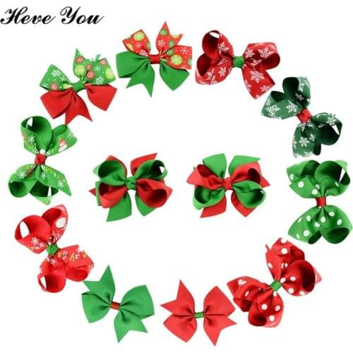 Heve You 20/50/100 Pcs Christmas Dog Hair Clips Handmade Hairpin Festival Pet Accessories Dog Bow Cat Grooming Bows Charm Gifts