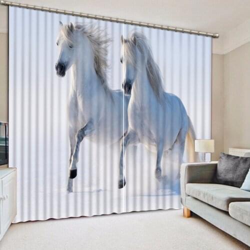 3D Curtain Custom any size Curtain Living Room White Horse Curtains Design Blackout Shade Window Curtains Bathroom decorate