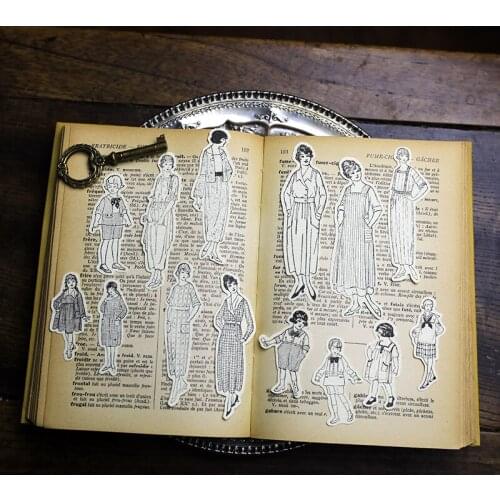 ZFPARTY 45pc Retro Character Cardstock Die Cuts for Scrapbooking Happy Planner/Card Making/Journaling Project