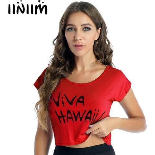 Women Exotic Summer Streetwear Solid Color Letter Print Short Sleeve T-shirt Ladies Girls Casual Loose Round Neck Sexy Crop Tops