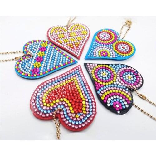 1/4/5/6Pcs Diamond Painting Full Drill 5D DIY Love Heart Keychain Key Ring Embroidery Gift Cross Stitch Needlework