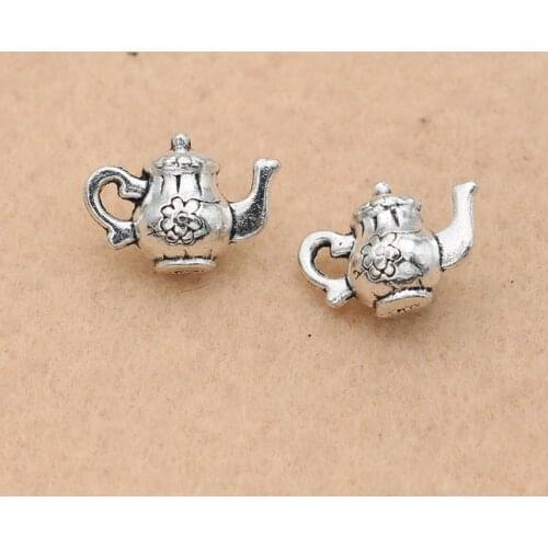 10PCS Tibetan Silver Plated Teapot Charms Pendants Jewelry Making Bracelet Diy Jewelry Findings 17x12mm