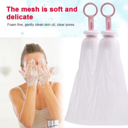 2pcs Bubble Mesh Wash Face Washing Tool Portable Blister Soap Foaming Net Soft Travel Home With Hanging Buckle Body Cleansing