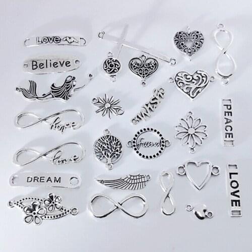 50Pcs Metal Alloy Vintage Mix Jewelry Connectors For Diy Handmade Jewelry Bracelet Charms Making