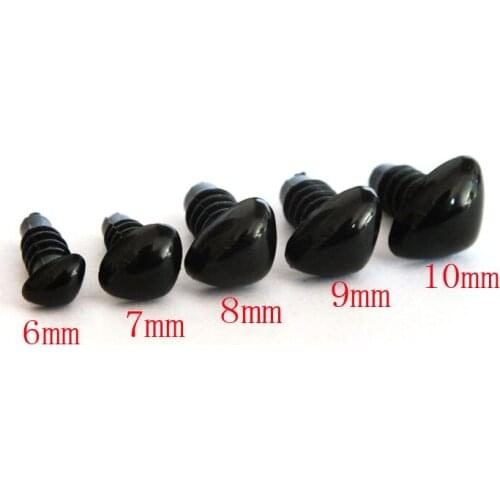 50pcs Mixed size 6mm/7mm/8mm/9mm/10mm black Safety Noses For Toy Each size 10pcs