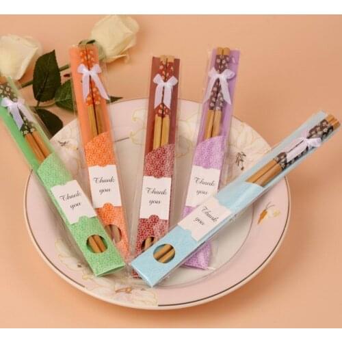 500pairs China "East Meet West" Natural Bamboo Chopsticks Tableware Wedding Favor Gift Souvenirs