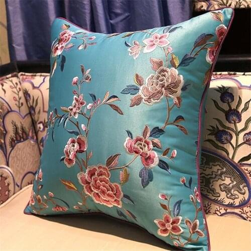 Free Shipping Classical Six Colours Flowers Throw Pillow Inner 18Inch Embroidery Stain Cushion Home Sofa Chair Mat Waist Bloster
