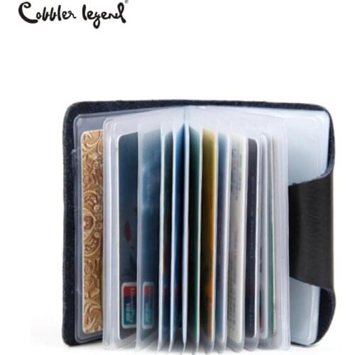 Cobbler Legend 26 Slots Genuine Leather Unisex Business Credit Card Holder Bank Clutch ID Card Holders Women Purse Bag 2019