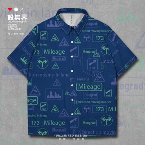 Potential hazards color warning signs Short-Sleeved shirt shirt for men Printed Beach Hawaiian Shirt fashion Clothes Summer