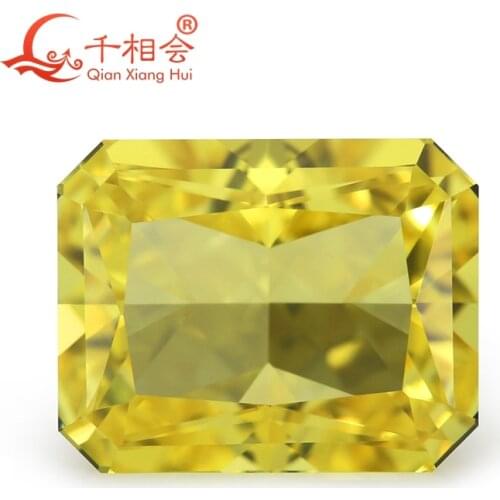 Czochralski method Artificial yellow sapphire emerald cut rectangle shape clear corundum gem stone