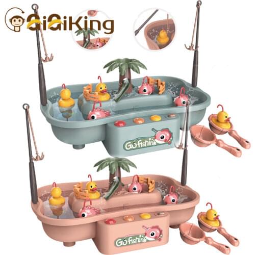 Childrens toys Magnetic Fishing goods Music Electric Circulation Fishing Duck Fishing Platform Water Play Game baby toy
