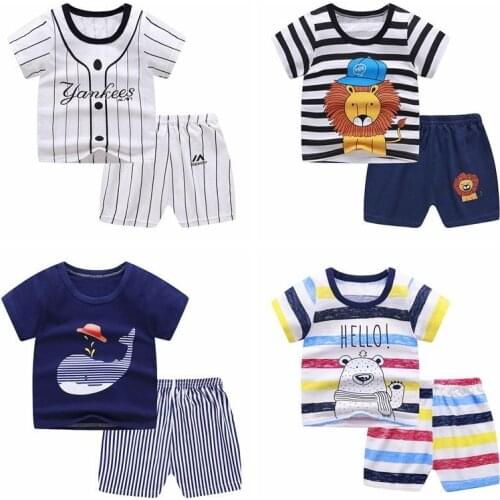 Kids Boys Cotton Clothing Set Children Summer Shortsleeved T-shirt Pants 2 Pieces Tracksuit For Infant Baby 1-4 Years Old Outfit