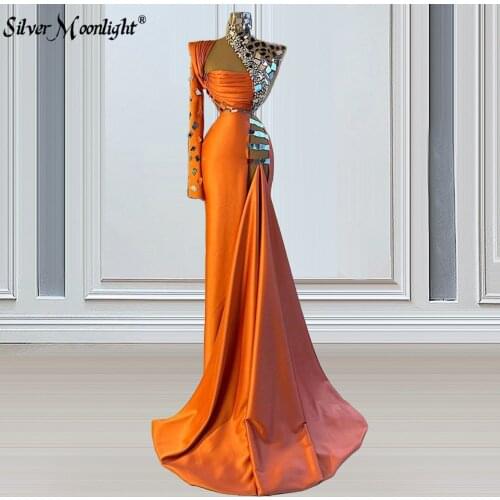 Silver Rhinestones Orange Party Dress Women Birthday Long Dresses Evening Party Women Bar Singer Sexy Costume Model Show