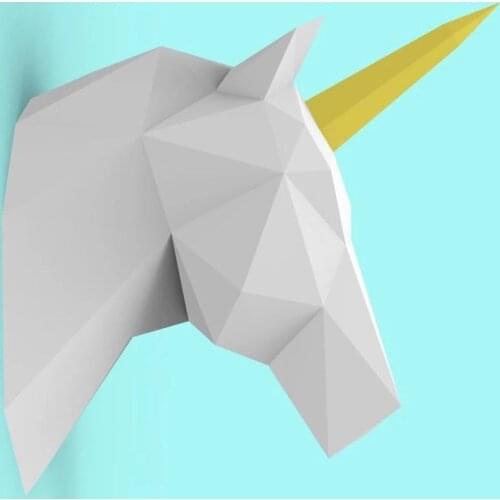 Unicorn Head 3D Paper Model Low Poly DIY Handmade Unicorn Paper Sculpture Modern Art Wall Decoration papercrafts Home Decor Toy