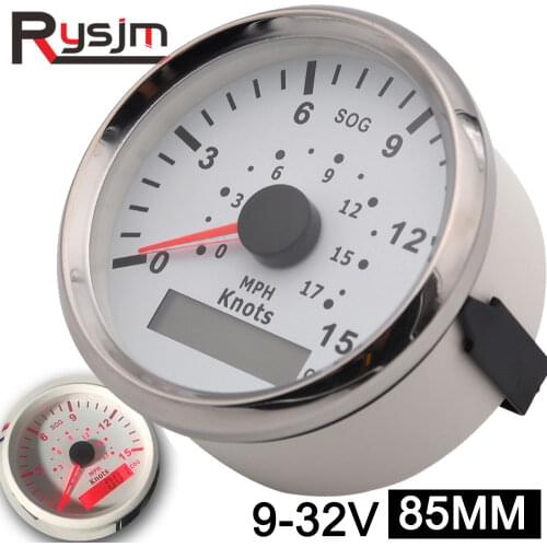 85mm GPS Speedometer motorcycle 15Knots 0-17 MPH Universal Boat Car Speed Gauge 9-32V For Marine Vehicles 9-32V instrument panel