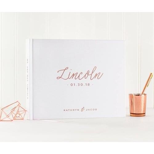 Personalised Wedding Guest Book with Rose Gold foil landscape guestbook wedding book photo guest book Engagement guest book