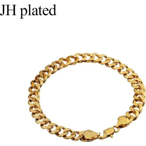 JHplated African Fashion gold color jewelry sets men woman Birthday present gold Necklace and Bracelet sets Lovers Necklace Gift