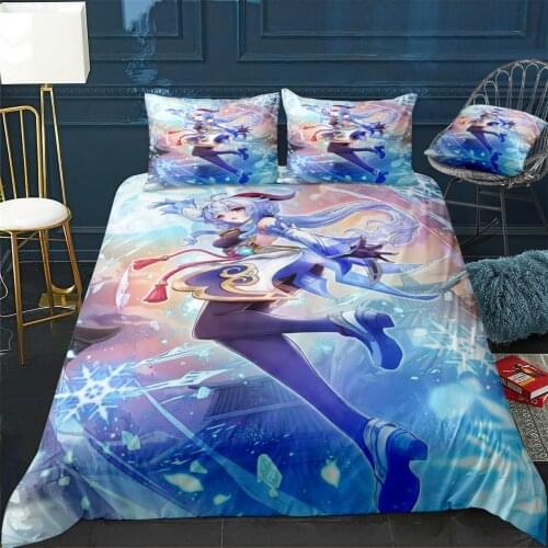 Genshin Impact Ganyu Duvet Cover Comfortable Quilt Home Decora Design Universal Bedding Set Bedclothes+Pillowcase 3pcs