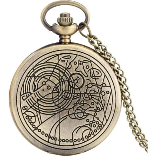 Exquisite Engraved Stripes Pattern Quartz Pocket Watch Retro Necklace Unisex Watches Pendant Pocket Clock Gifts Men Women