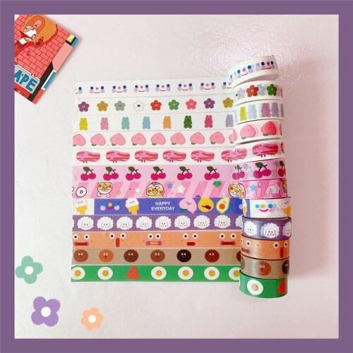 MINKYS 5M Cute Cherry Heart Masking Tape Scrapbooking Diary Decorative Adhesive Tapes Paper School Office Stationery