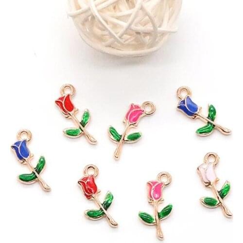 MRHUANG 10pcs/lot 18*8mm Cute Rose Flower fit necklaces bracelet DIY Fashion Jewelry Accessories