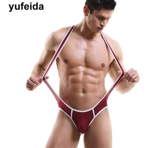 Mens Undershirts Open Butt Wrestling Singlet Leotard Mesh Bodysuits Sexy Men Underwear Jumpsuits Penis Pouch Briefs Nightwear