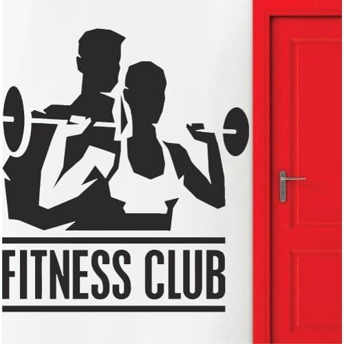 Fitness Club Wall Stickers Man Woman Bodybuilding Modern Vinyl Self-adhesive Wall Decals Gym Art Home Decoration Z464
