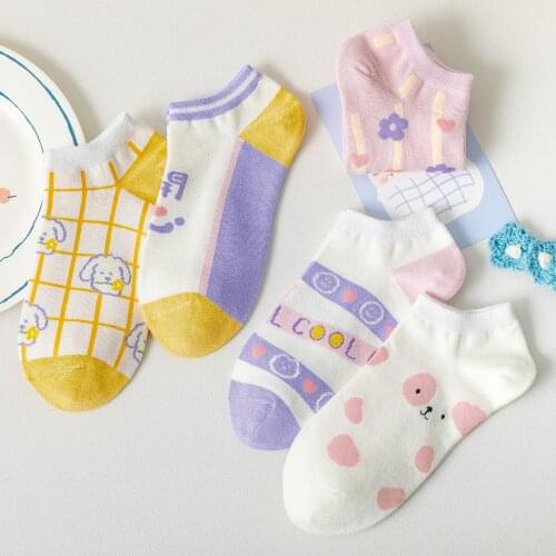 2021 New Japanese Socks Women Spring and Summer Fresh and Sweet Grid Woman Socks Kawaii Harajuku Cute Socks