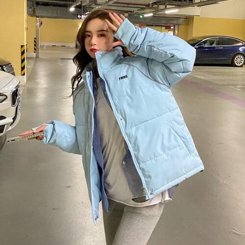 New 2021 Winter Coat Cotton Padded Womens Down Cotton Coats Short Stand-up Collar Zipper Thick Warm Jacket Parkas Overcoat