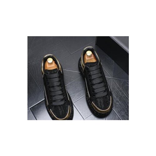 New Mens Luxury Designer Black Charm Rhinestone Shoes Causal Loafers Flats Moccasins 2021 Thick Bottom Punk Rock Sneakers